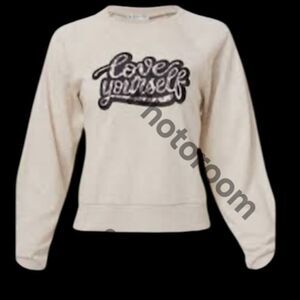 VENUS Womens Love Yourself Sweatshirts, Off White, Size Large, New with bag
